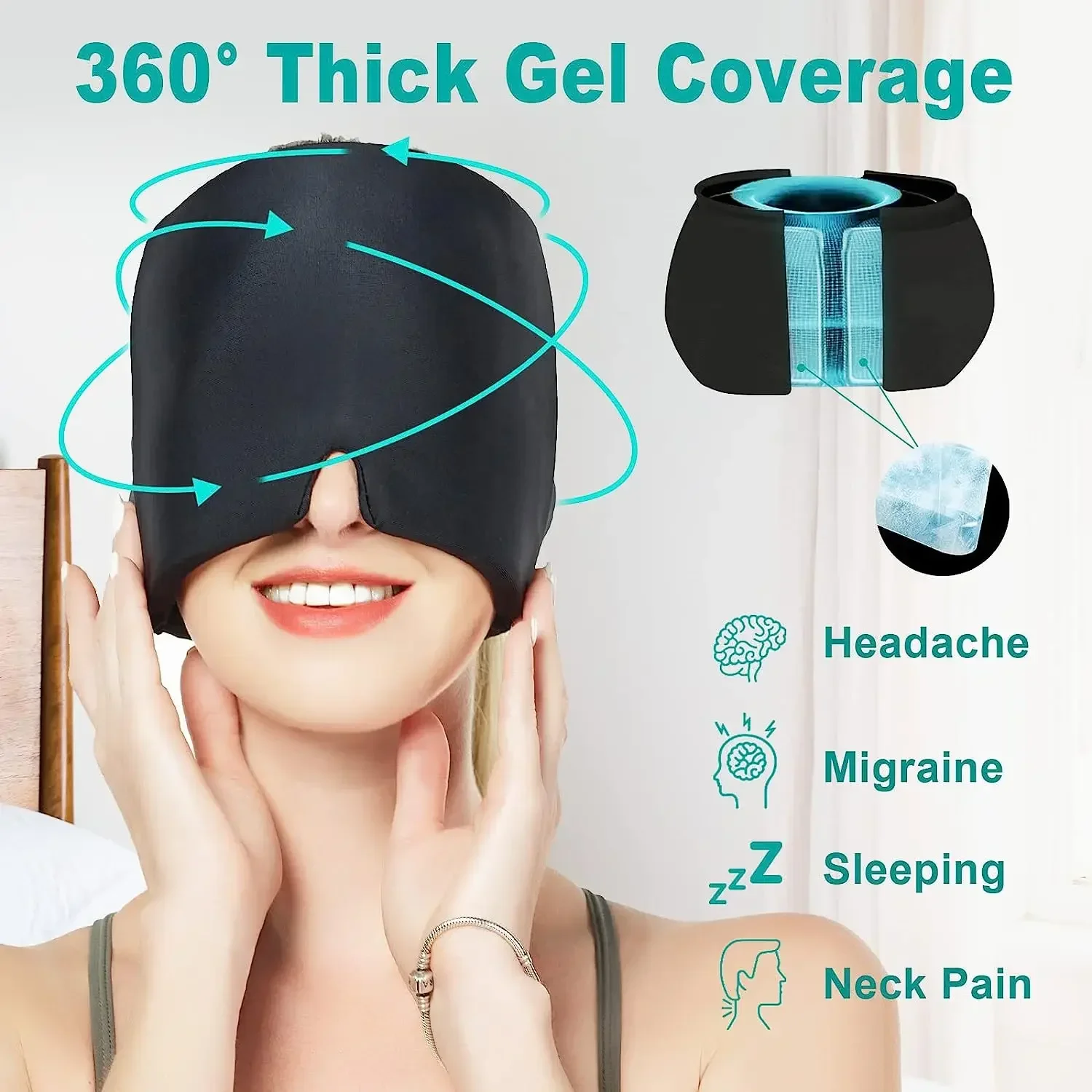 New Migraine Relief Hat headache hat Gel Hot Cold Therapy Ice Cap For Relieve Pain Ice Hat Eye Mask Stress Pressure Pain Relief