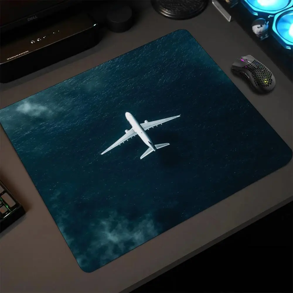 Aviation Airplane Print Square Mouse Pad Non Slip Rubber Mouse Mat Smooth Surface For Gaming Office Laptop PC Computer Daily Use