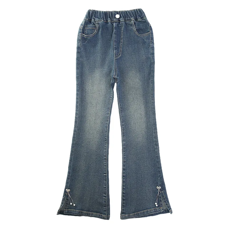 Fashion Flared Jeans for Girls Spring Autumn Children\'s Clothing Casual Skinny Denim Trousers Korean Style Teen Denim Pants