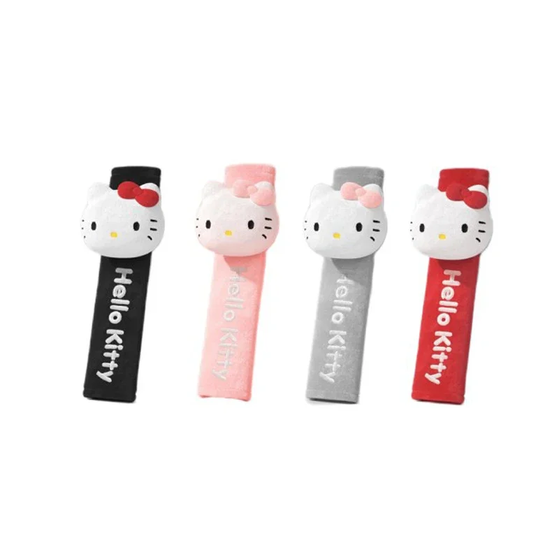 MINISO Anime Kawaii Sanrio Hello Kitty Cute Cartoon Girl Heart Plush Soft Car Ornaments Seat Belt Cover Washable 23X14.5Cm