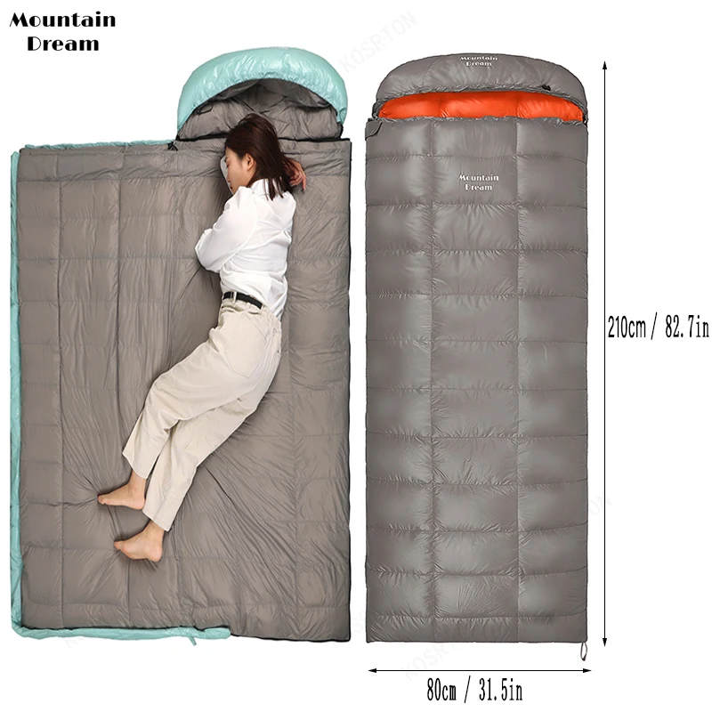 Saco de dormir de plumón de ganso ultraligero, impermeable, de talla grande, cálido, para viajes, senderismo y Camping, para invierno