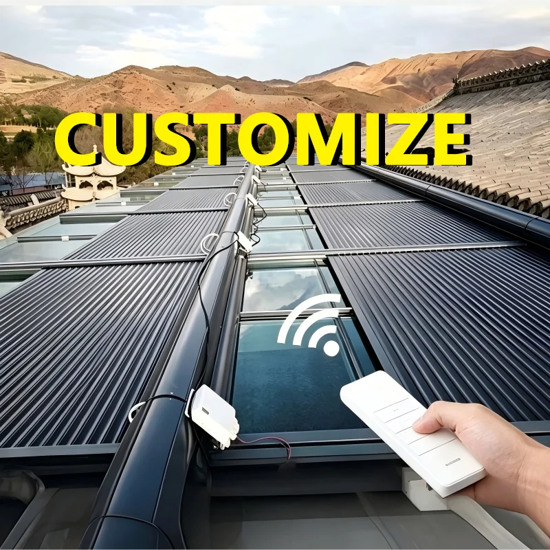 Any Size Custom Smart Linkage Aluminum Awning Wireless Remote One Touch Retract Heat Rain Resistant Villa Glass Roof Canopy