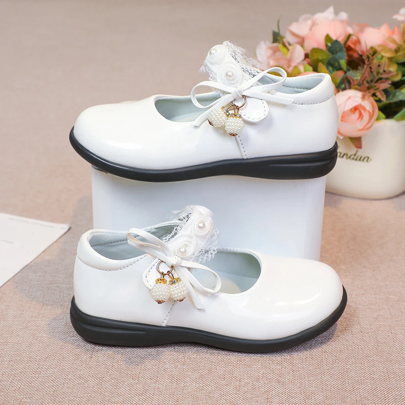 أحذية جلدية للأطفال لامعة من البولي يوريثان باللون الأسود في الحرم الجامعي أحذية للفتيات عصرية من الدانتيل الحلو على طراز الأميرة ماري جين #6