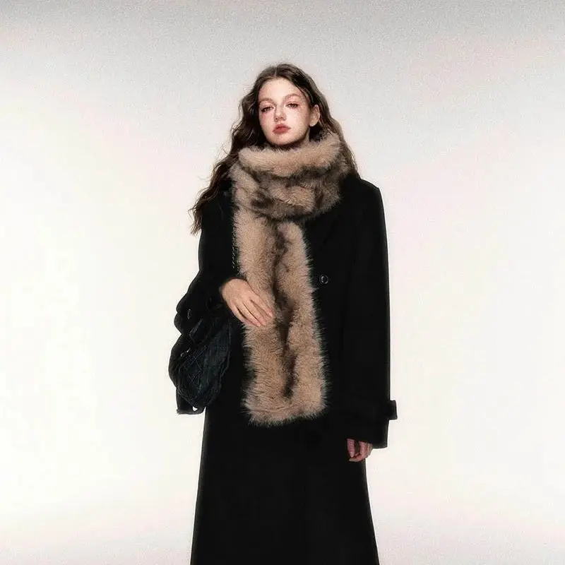 Retro Lazy 2025 Winter New Warm Fury Scarf Fashionable and Versatile Scarf Thickened Plush Original Design Ultra Thick
