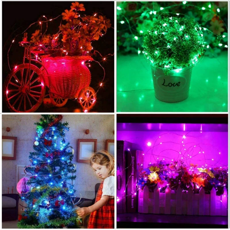 16 colori LED Fairy Lights 100 LED Christmas String Lights USB Waterproof Garland Light per decorazioni natalizie per feste