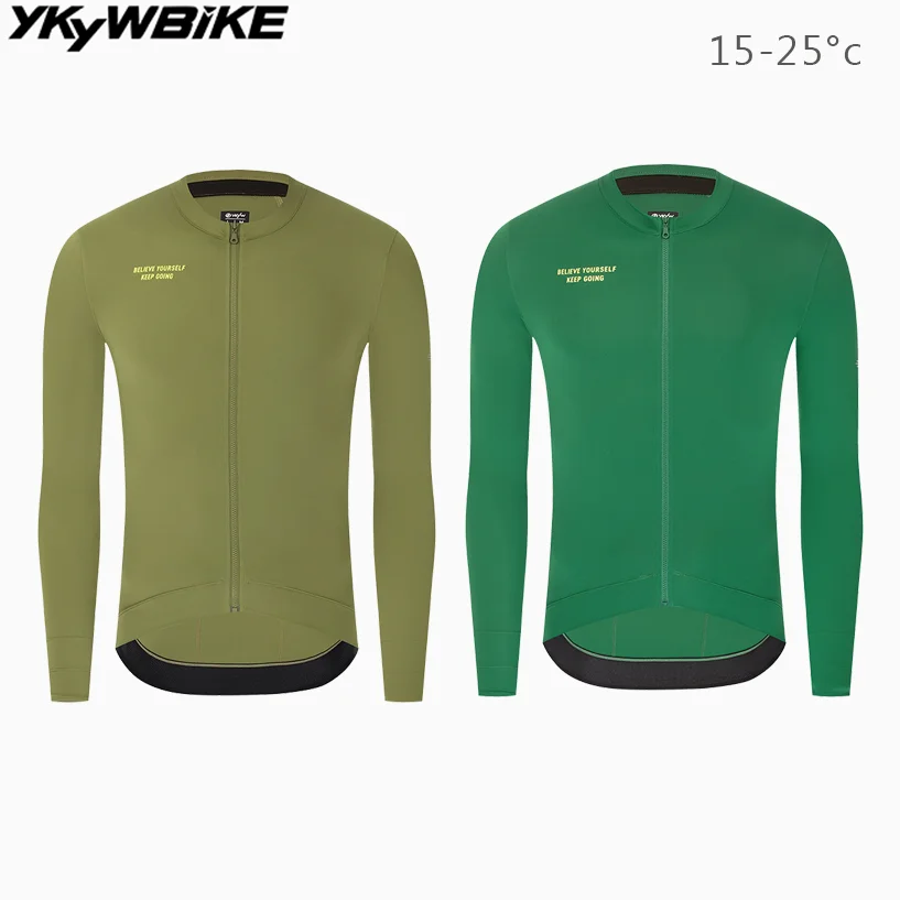YKYWBIKE 2025  Men Cycling Jersey 15-25°C MTB Road Bike Jersey Long Sleeve Pro Team Bicycle Shirt Breathable Road Bike Clothing