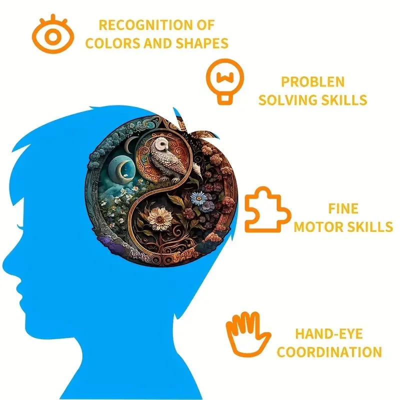 Yin-Yang Puzzle in legno per adulti bambini, giocattoli Puzzle a forma di animale irregolari unici, giochi di famiglia regalo di natale