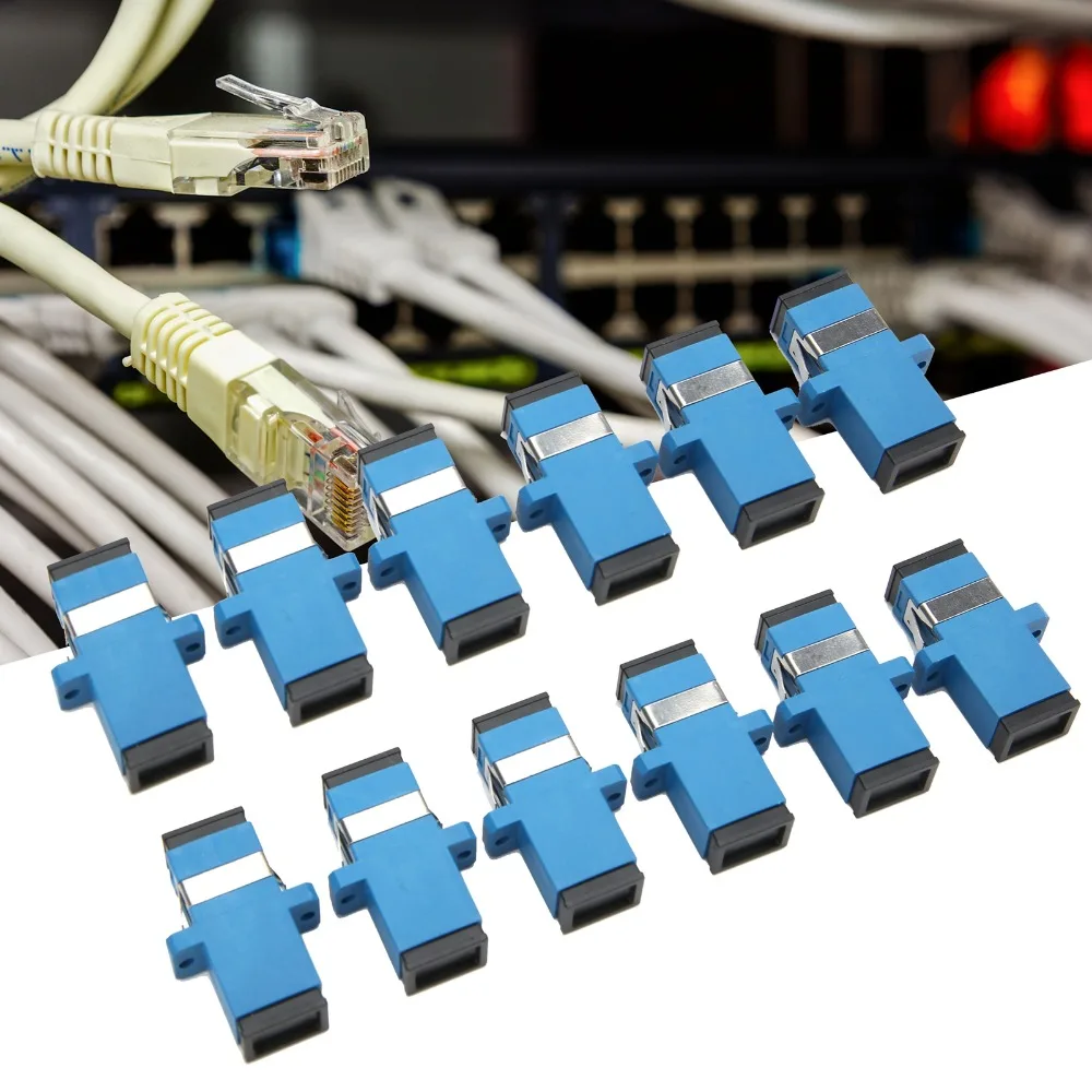 50 PCS Blue SC To SC Fiber Optical Coupler Female To Female UPC Fiber Adapter Flange Connector Fiber Connector Adapter Network