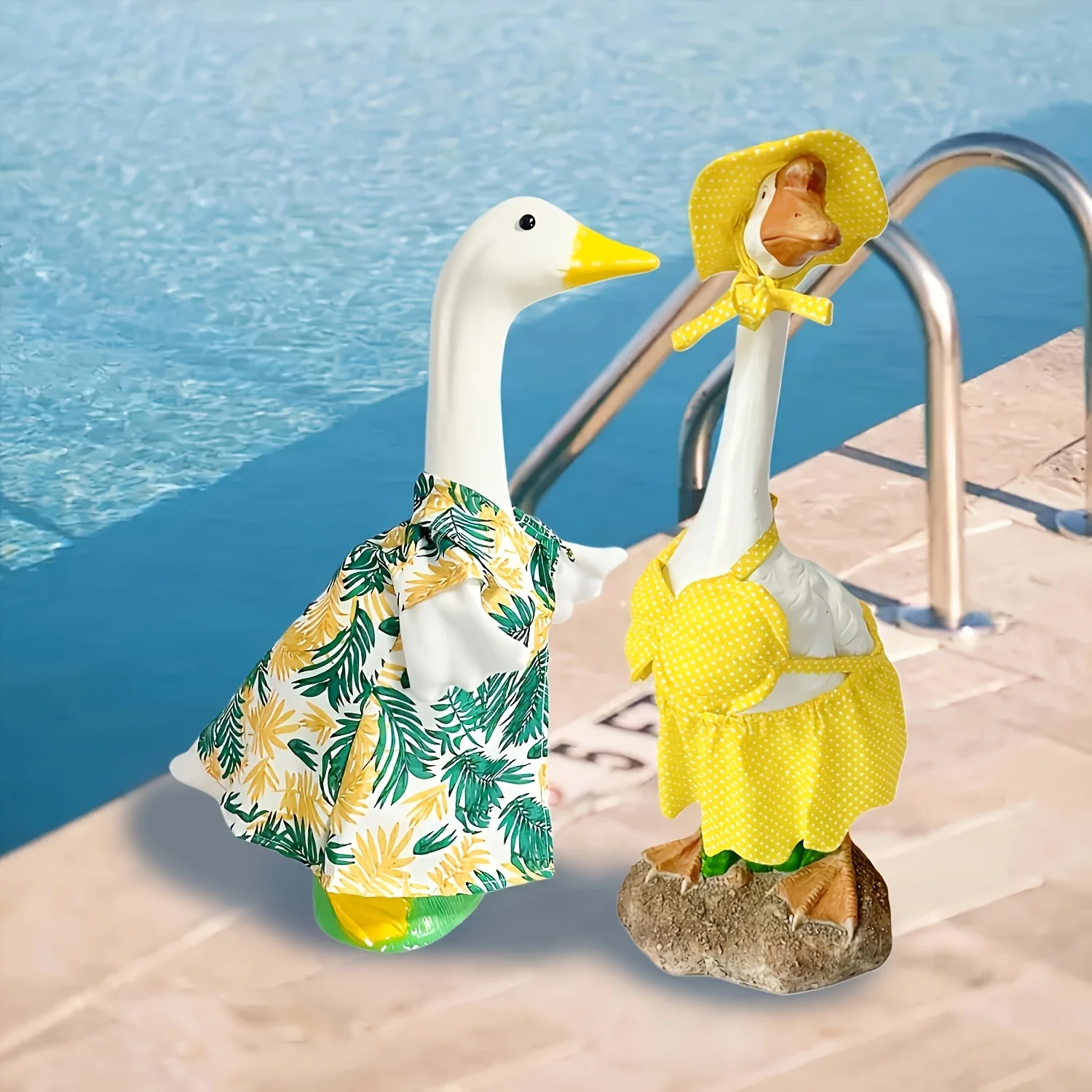 Goose Outfit 23 Inch Hawaii Bikini Porch Clothes Lawn Goose Costume Goose Dress for Home Yard Statue Holiday Summer Decor view 6