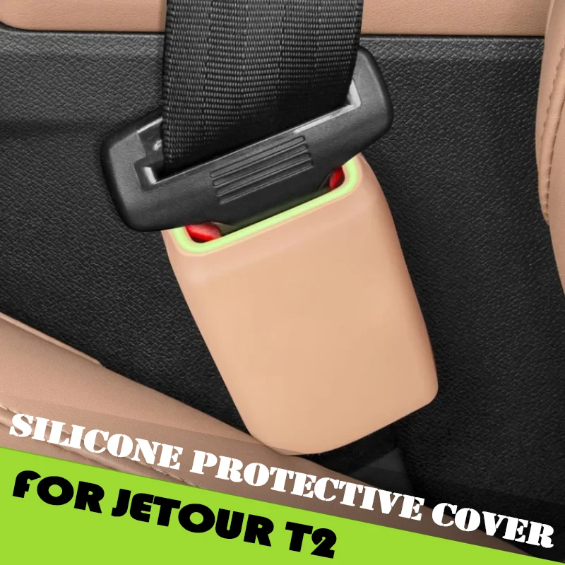 

Car Seat Belt Silicone Protective Cover Fit for Jetour Traveller T2 2023 2024 2025 Car Luminous Buckle Socket Protective Cover
