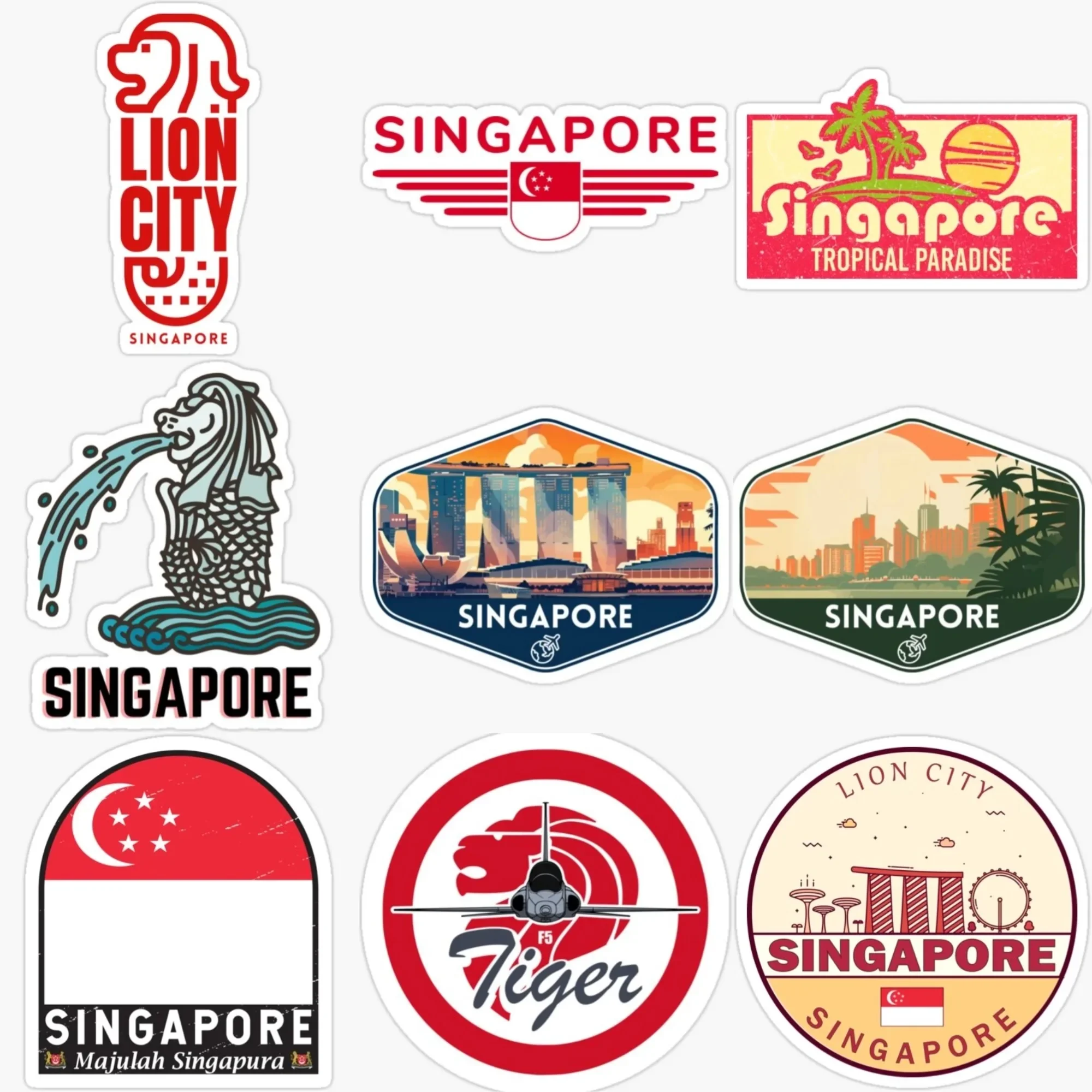 

Singapore Flag Merlion Scenery Creative PVC Sticker for Decorate Car Van Bicycle Truck Helmet Window Wall Decal Accessorie