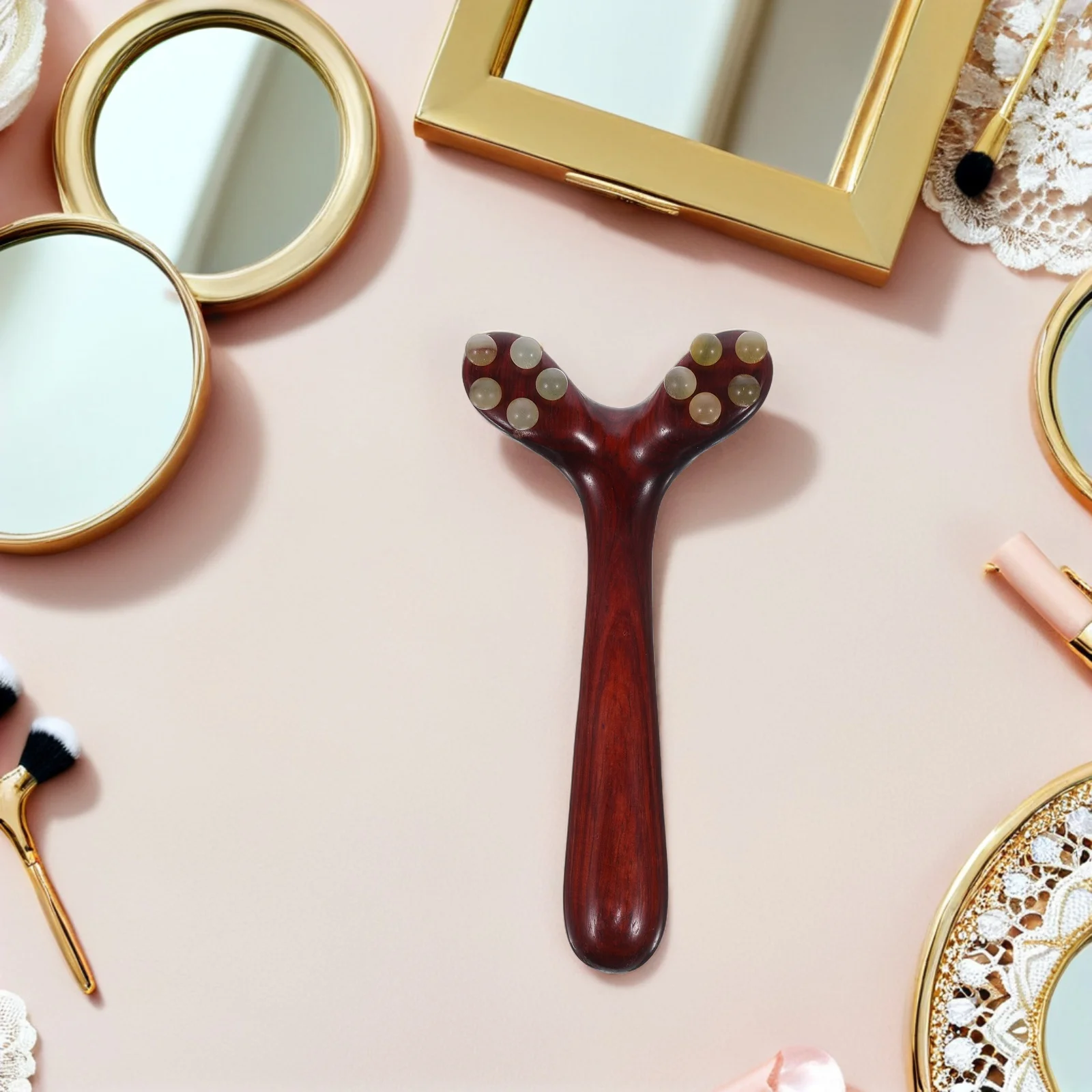 

Rosewood Face Massager with Horn-Teeth Design Portable Manual Facial Roller for Contouring Jawline Skin Care Absorption Under