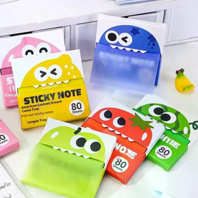 

​80 Sheets/Box Self-Adhesive Memo Pads Pull-Type Sticky Note Pearlescent Transparent Paper For Office & School Stationery Supply