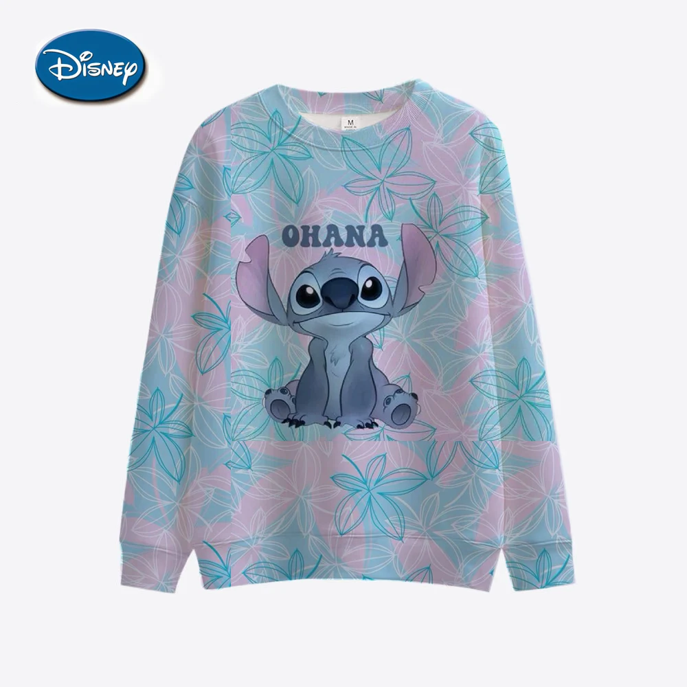 Christmas Women\'s Disney Stitch Fashion Girls\' Long Sleeve Round Neck Sweatshirt Cute Pattern Christmas Shirt Hoodie Women