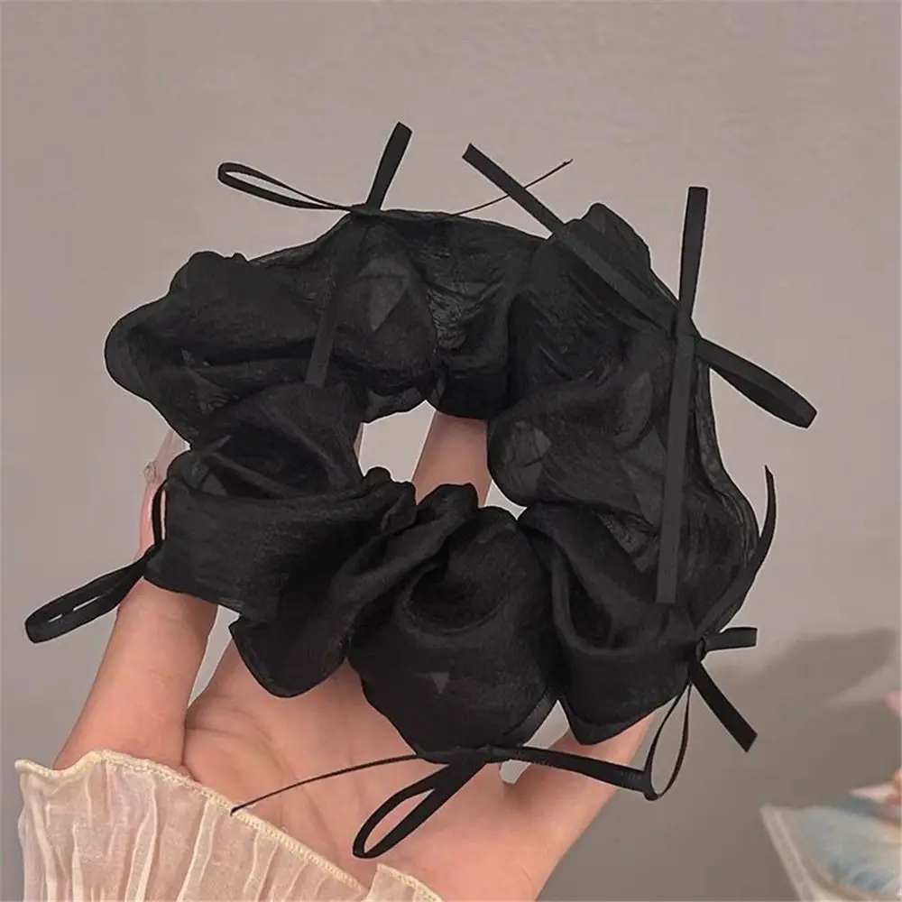 

Sweet Ballet Style Lace Mesh Scrunchie Elegant Korean Ribbon Elastic Band Bow Hair Tie for Women Girls