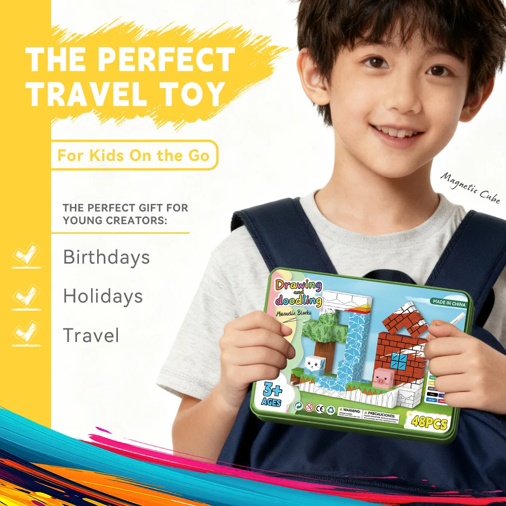 Bloques magnéticos pintados, cubos, juguetes para niños, juguetes de construcción para niños pequeños, niños y niñas, juguetes de aprendizaje para educación en la construcción