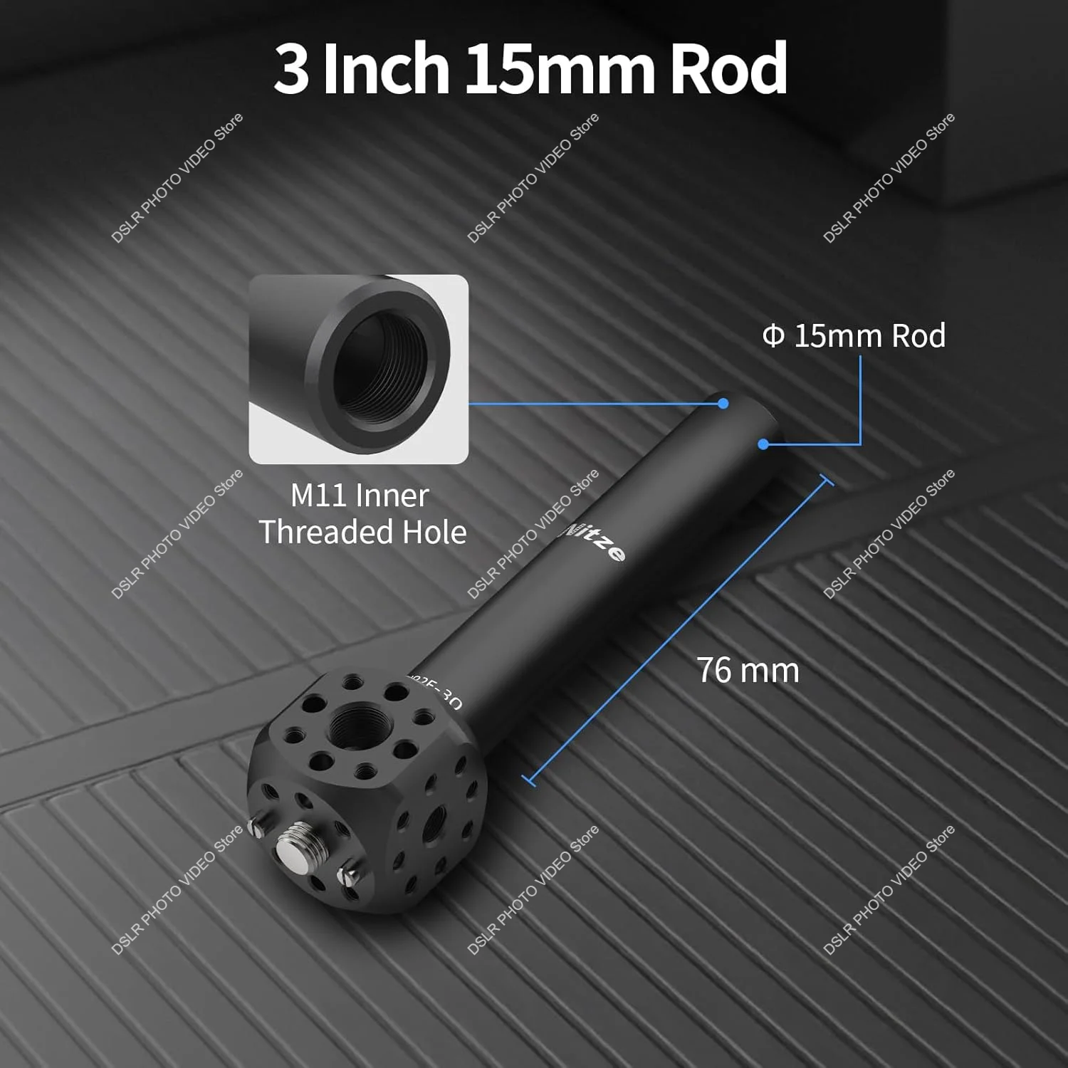Nitze Camera Mount Cube Adapter with 15mm Rod, 1/4