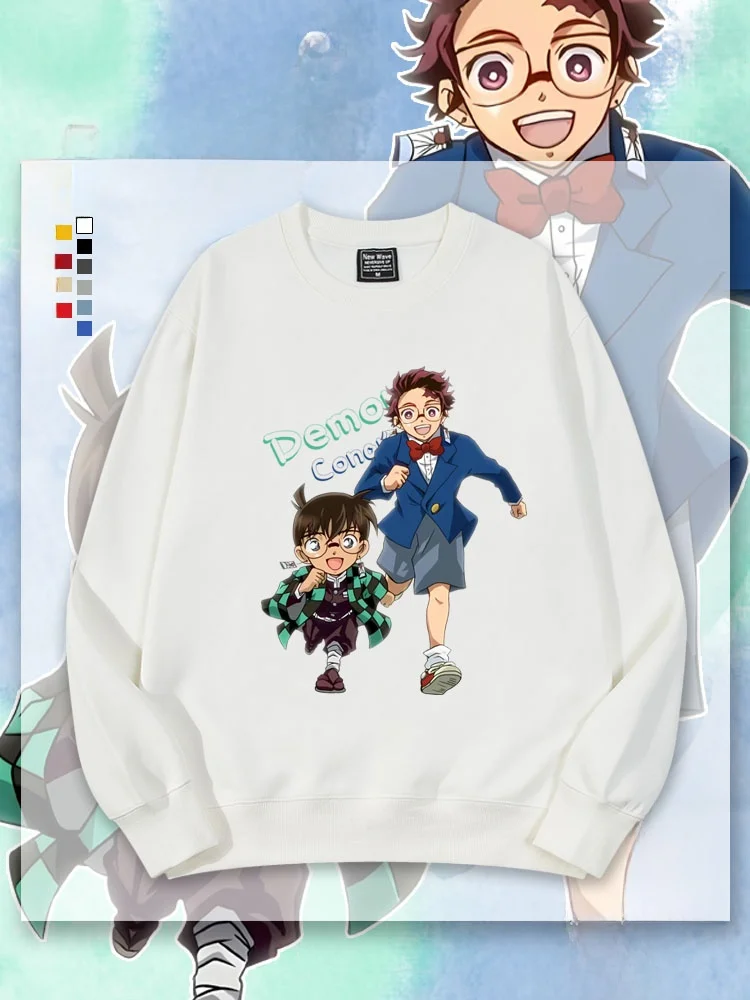 

Свитшот Conan X Gon Freecss с круглым вырезом и подкладкой из флиса, повседневный, удобный, для весны, осени и зимы, из хлопка и полиэстера, детский.