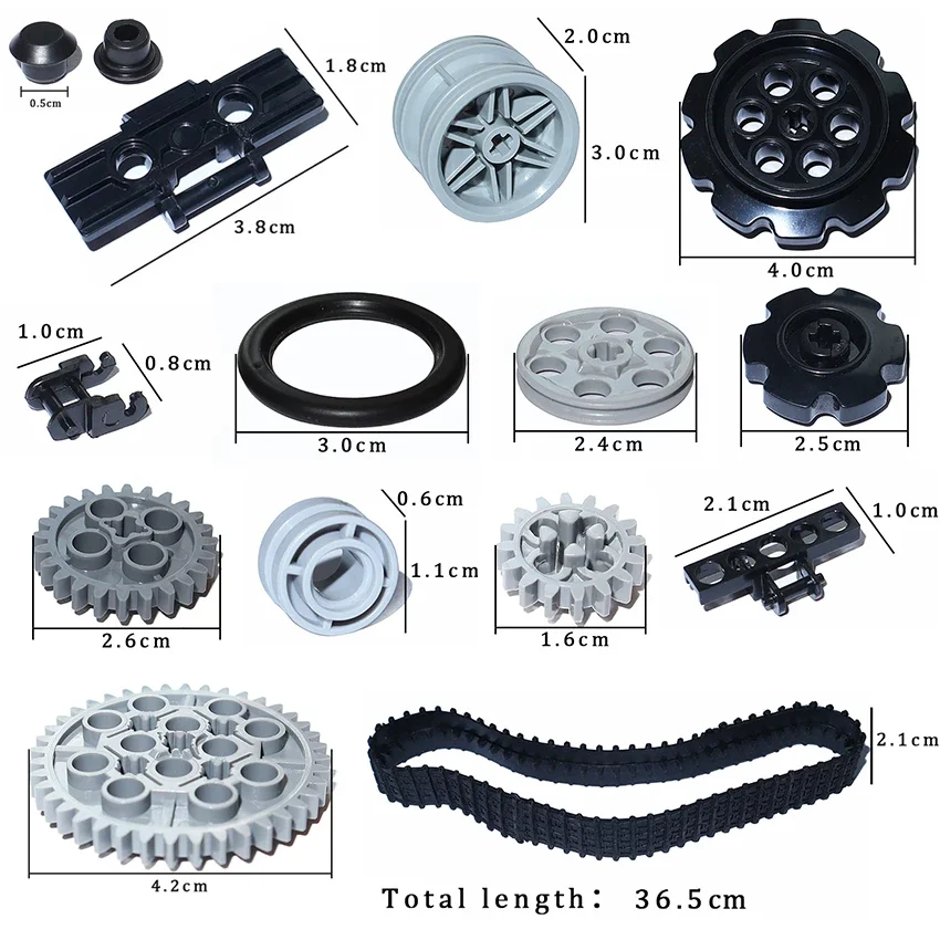 Link Chain Tank Belt Track Wheels Truck Car Gear Technical Parts Building Blocks MOC Bulk Brick Toys 3711 3873 88323 57520 57519