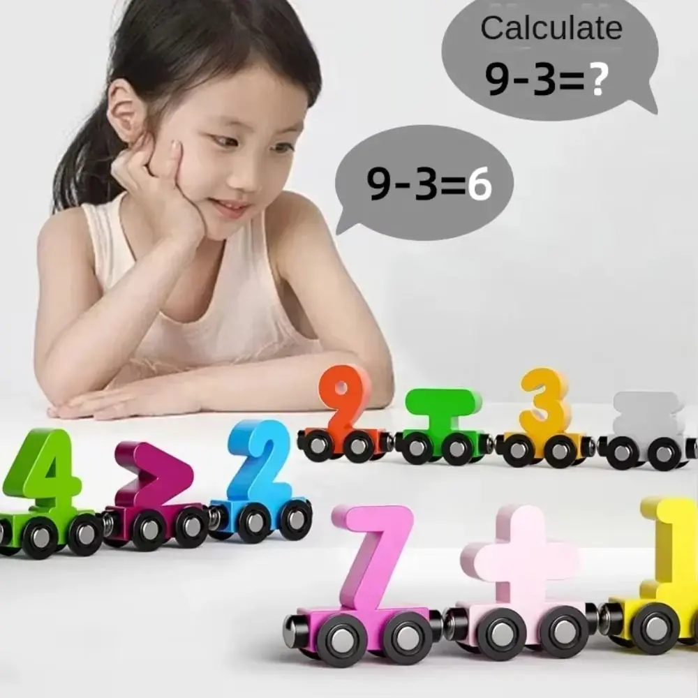 Magnetic Number Train Montessori Wooden Little Number Train Model Colorful Learning Car Children's Educational