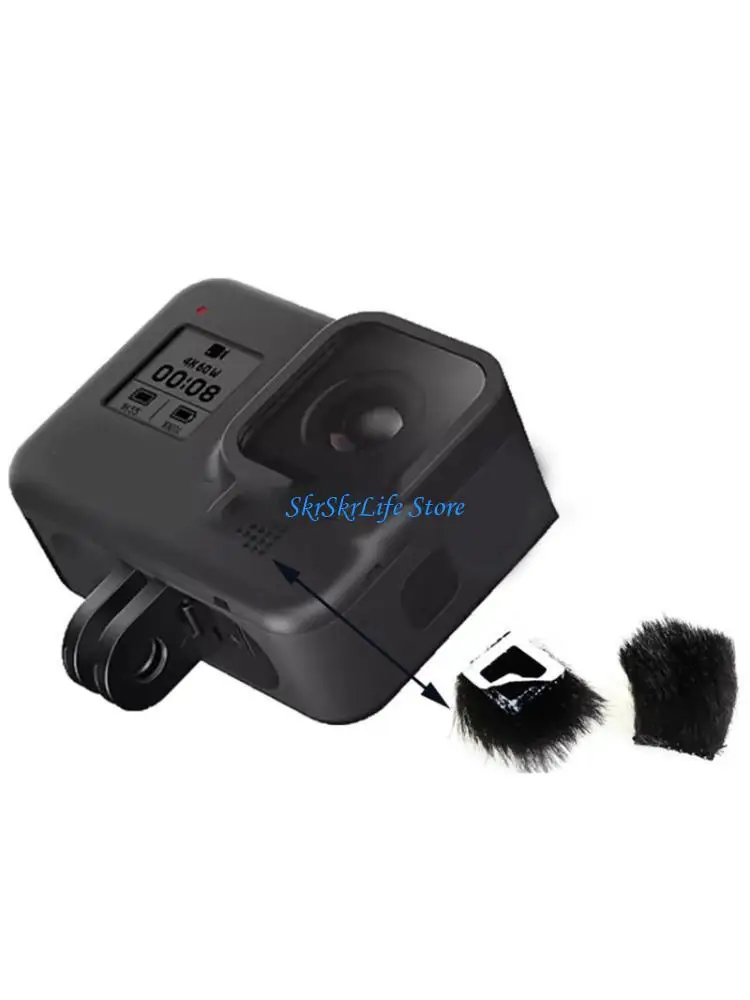 

E65E Furry Outdoor Action Camera Microphones Windscreen Muff for Hero9 8 Camera