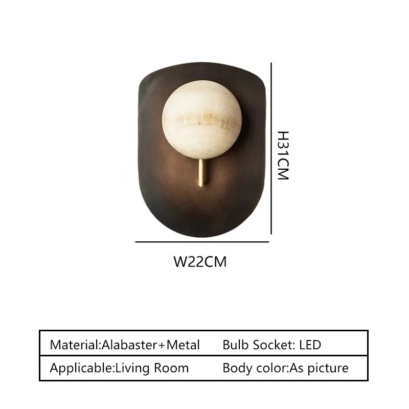 Modern style snowflake gypsum spherical wall lamp stone decorative bedroom lighting