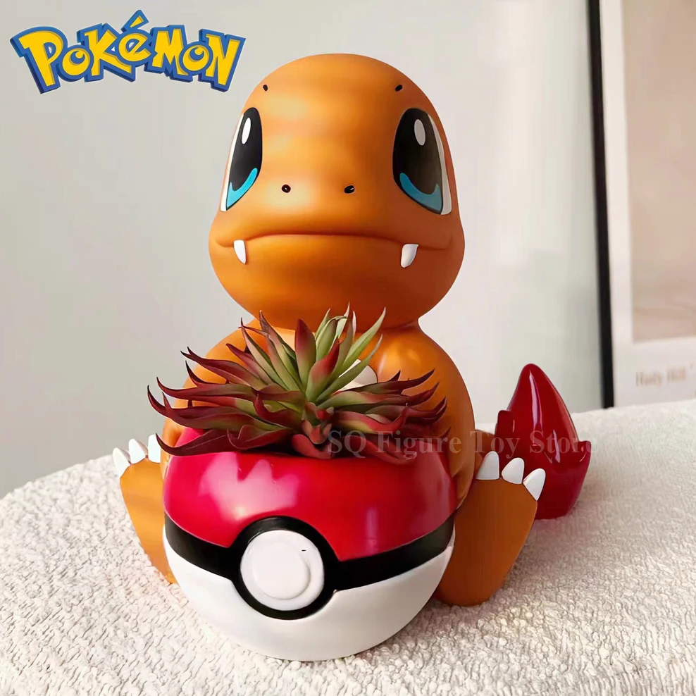 Pokemon Anime Kawaii Flowerpot Charmander Squirtle Bulbasaur Potted Figure Cartoon Canister Model Statue Doll Toys Decorations