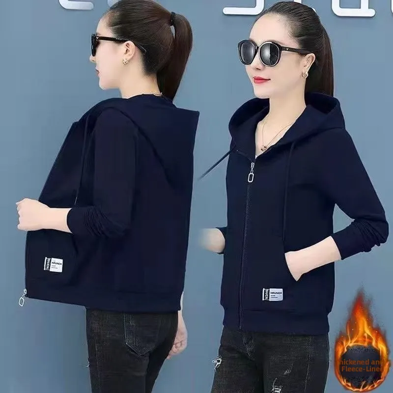 

Модная женская толстовка с длинным рукавом, весна-осень, приталенная, универсальная, из полиэфирного волокна, новинка 2025 года