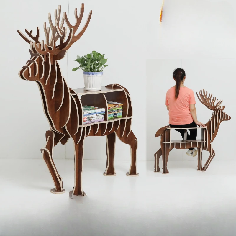 Creative elk bookshelf clothing store soft window props coffee table desk kindergarten shelf model room ornaments