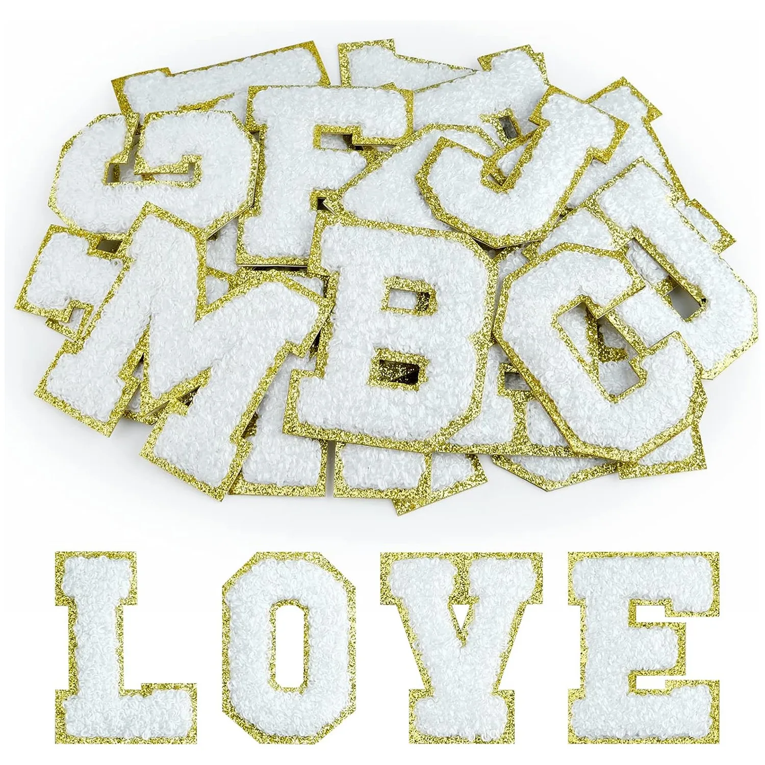 Self Adhesive Chenille Letter Patches Stoney Clover Lane Glitter Fuzzy Embroidery Iron on for DIY Clothing Fabric Shoes Bag