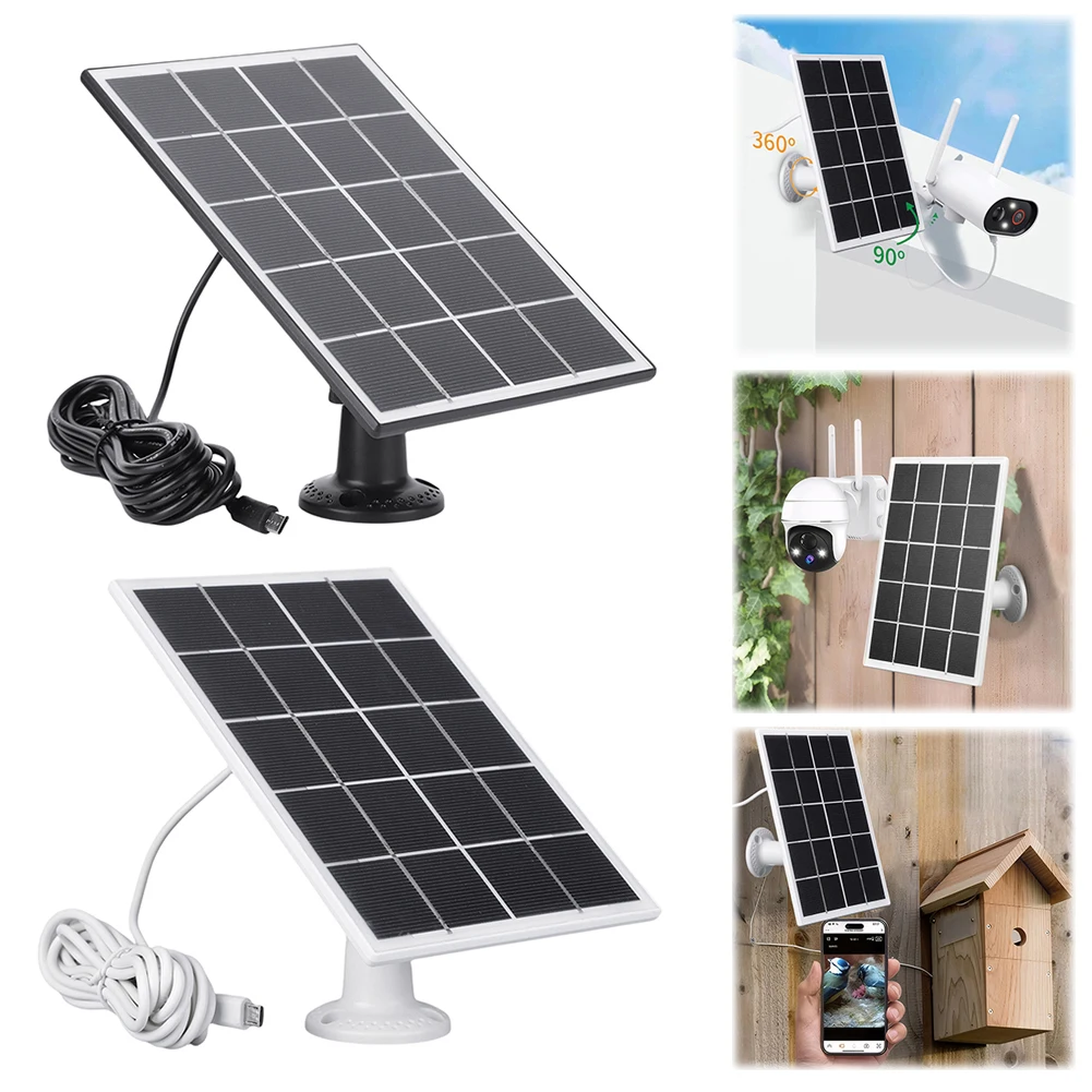 3.3W Solar Panel Charger Micro USB&Type-C with 360 Degree Adjustable Mounting with 9.8Ft Charging Cable for Arlo/Ring/Eufy/Blink