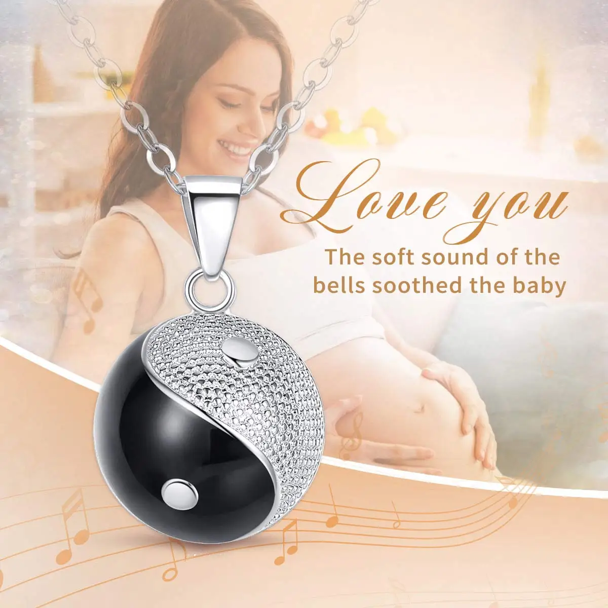 Eudora Harmony Ball Tai Chi Yin Yang Pendant Necklace Pregnancy Chime Bola Angel Caller Fine Maternity Jewelry for Women\'s Gift