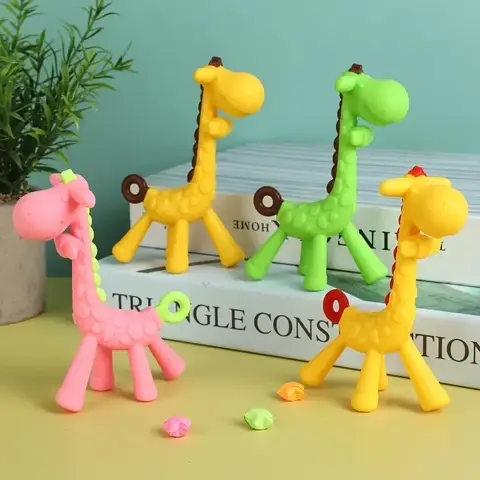 귀여운 아기 어금니 Teethers 장난감 부드러운 실리콘 기린 토끼 만화 아기를위한 젖니가 남 구호 잇몸 통증 장난감 신생아 필수품
