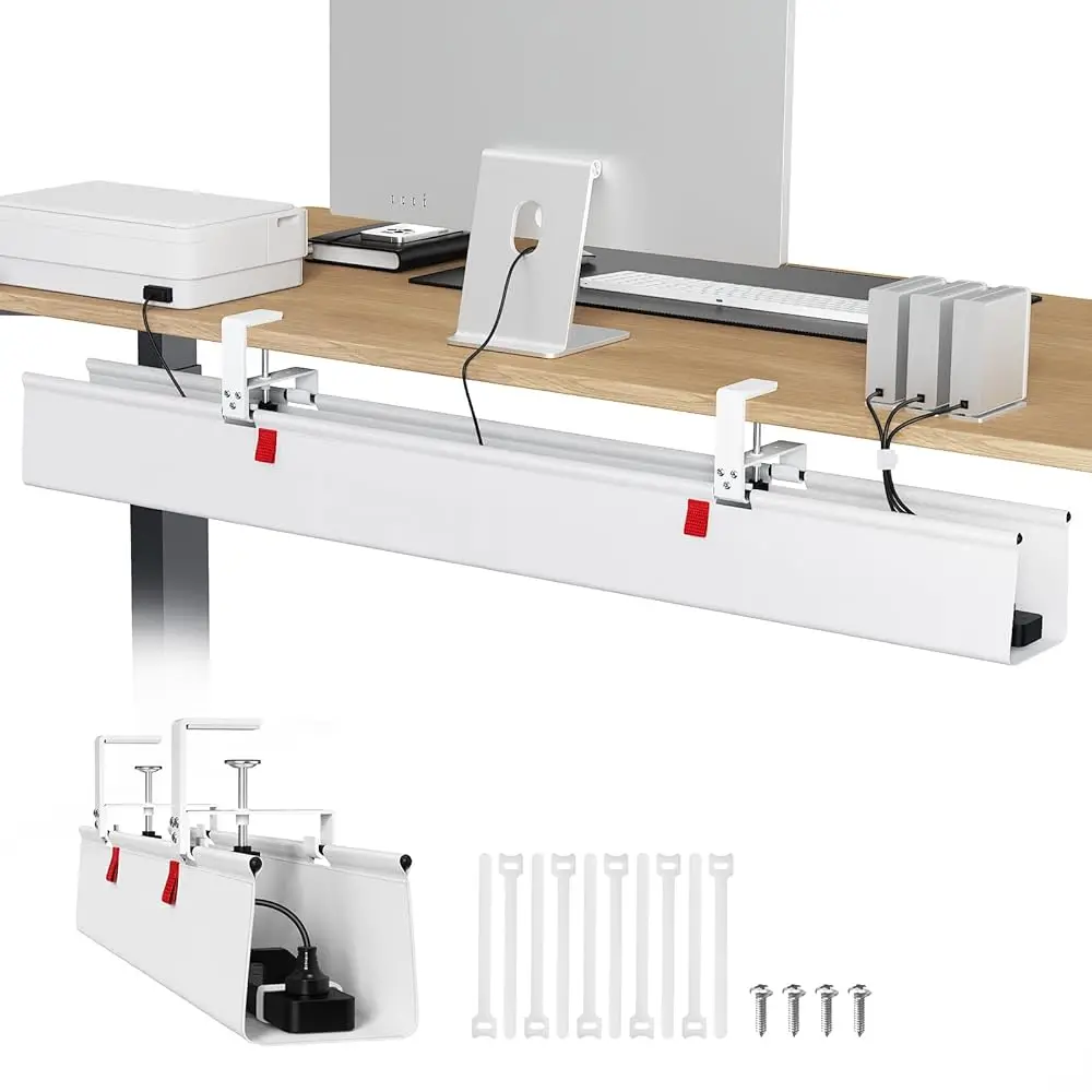 

Free ShippingNo Drill Under Desk Cable Management Tray, 48\ Cord Organizer for Table, Clamp/Screw Mount Desk Cable Management, P