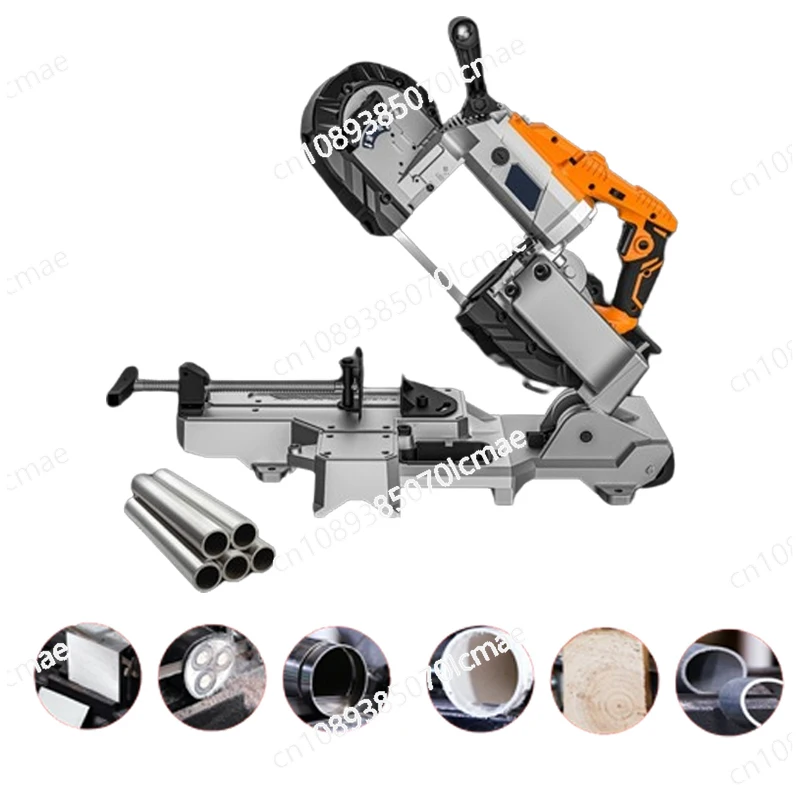 1100W Portable Band Saw Removable Alloy Steel Base Cordless Band Saw Cutting Capacity Hand Held for Metal Wood 220~240V