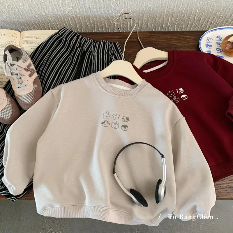 

Осень-зима 2022, теплый детский свитшот для мальчиков и девочек, пуловер с длинными рукавами и рисунком, рубашка, джемпер, нижняя одежда для детей от 3 до 10 лет