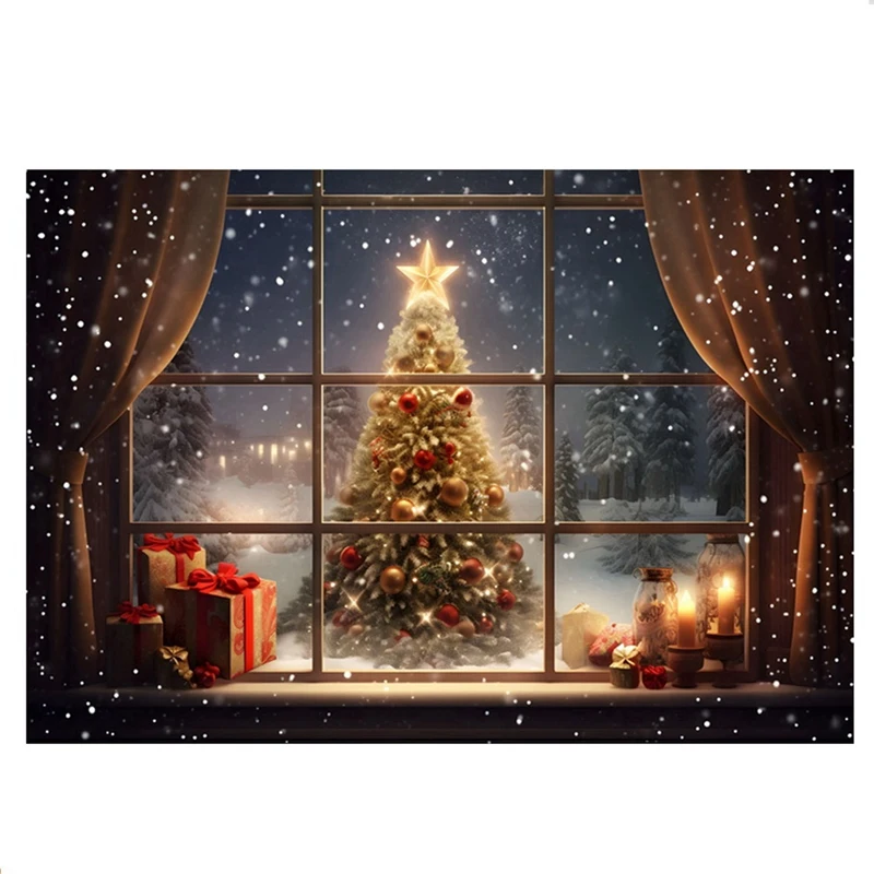 210X150cm Christmas Background Cloth Christmas Tree Snowflake Party Decoration Children Photography Background Cloth,C Durable