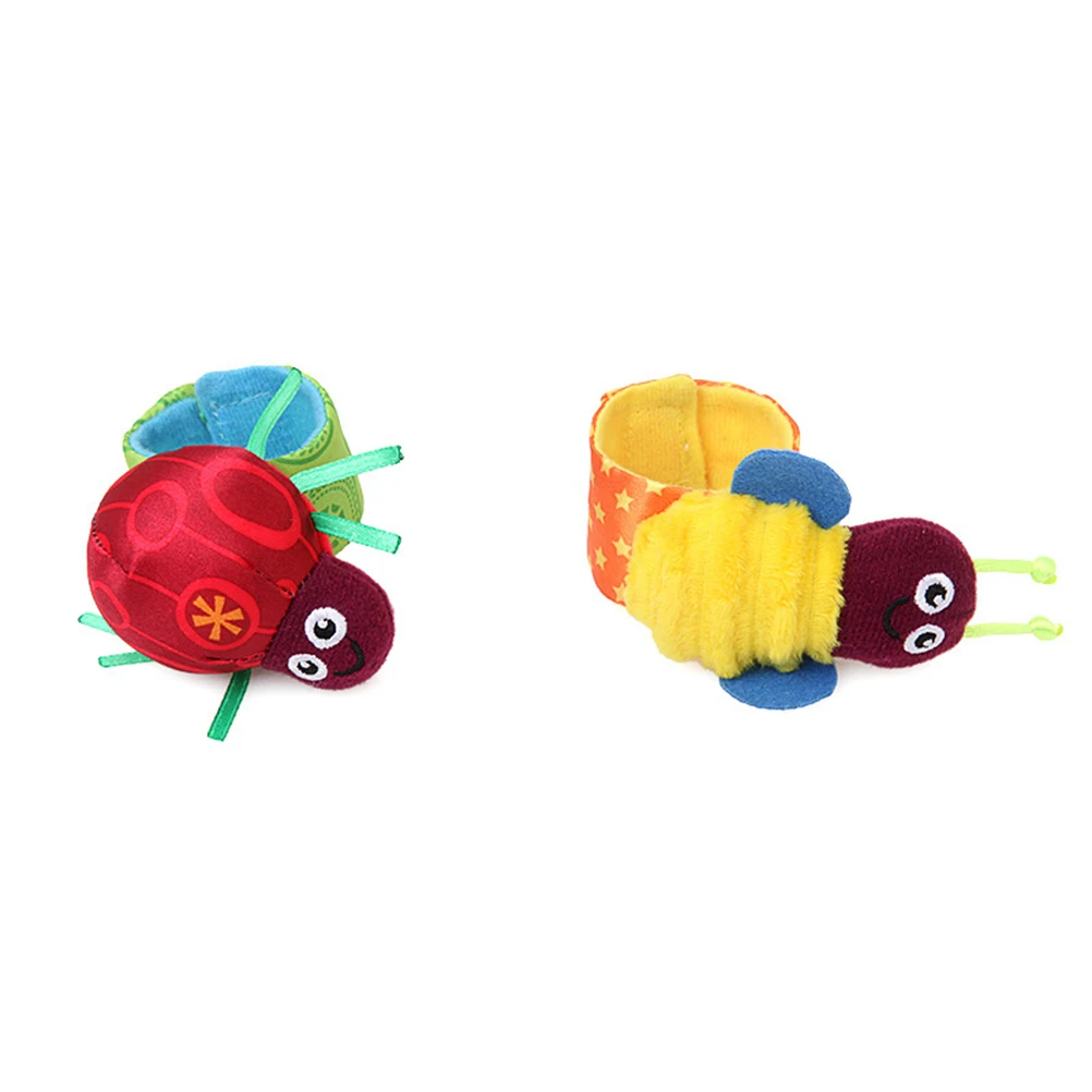 

2pcs Set Baby Wrist Rattle Textile Sound Production Educational Toy Infant Beetle Bee Bell Newborn Development Aid Indoor Play