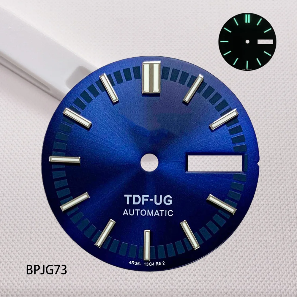 جديد 28.5 مللي متر 5 فتحات TDF-UG قرص أخضر مضيء ، مناسب لملحقات ساعة الحركة الأوتوماتيكية NH35/36 حسب الطلب