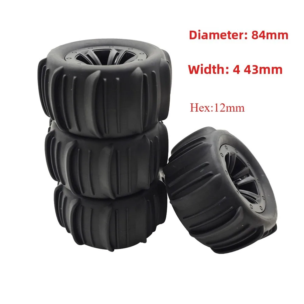 4PCS Hex Rubber Tires Wheels for SCY 16101 16102 16103 Pro MJX Hyper Go 14210 16210 1/14 1/16 RC Monster Truck Upgrade - Image 5