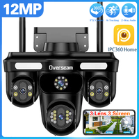 6K 12MP WiFi Camera Three Lens Outdoor Camera Wireless 4K 8MP Security Surveillance Color Night Vision PTZ 360° Panoramic Camera