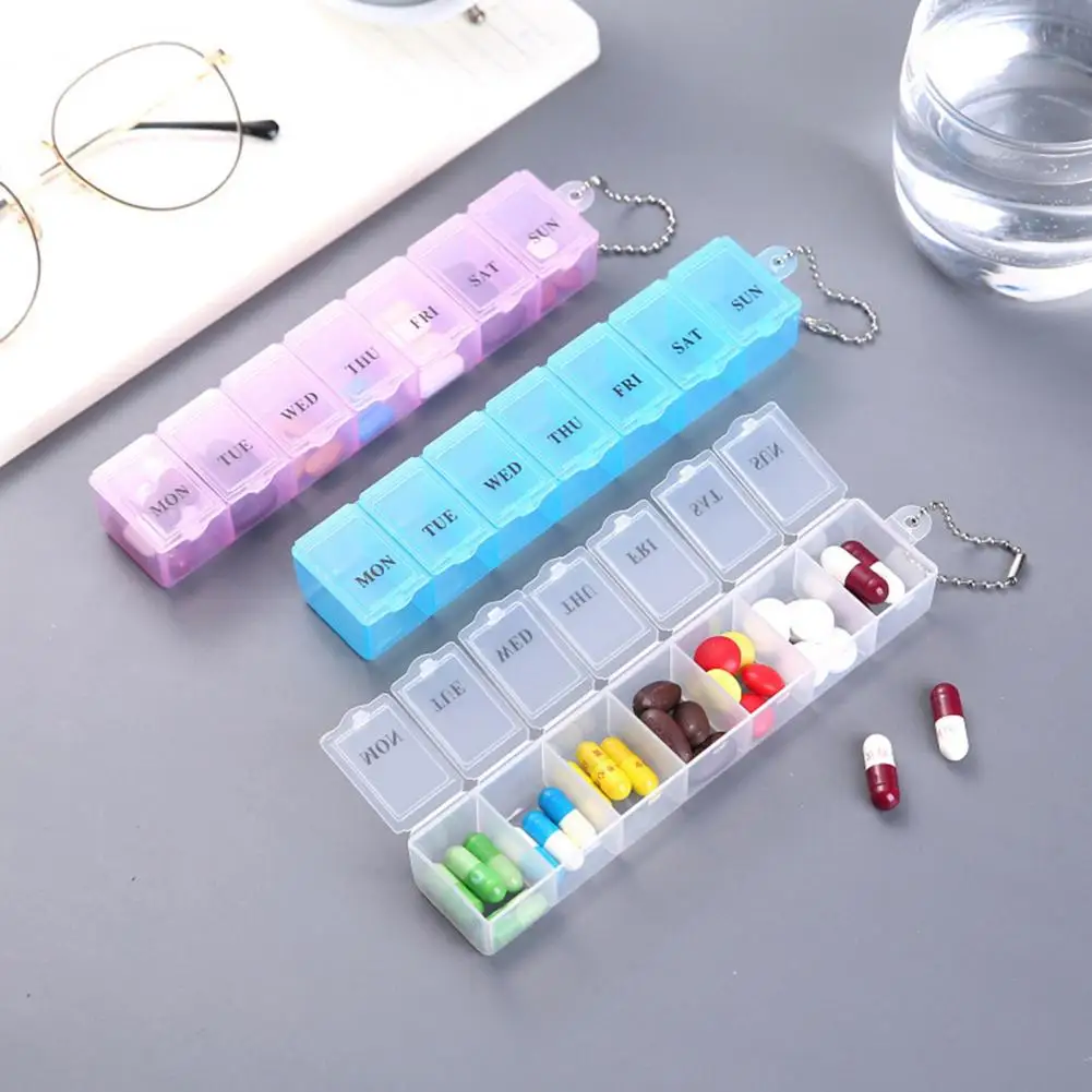 Pill Container Long Lasting Tablet Storage Case Lightweight Space-saving  Excellent 7 Grids Pill Organizer Box with Lid