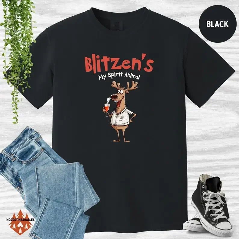 

Funny Drinking Shirt, Blitzen's My Spirit Animal Holiday T-Shirt, Comfort Colors®