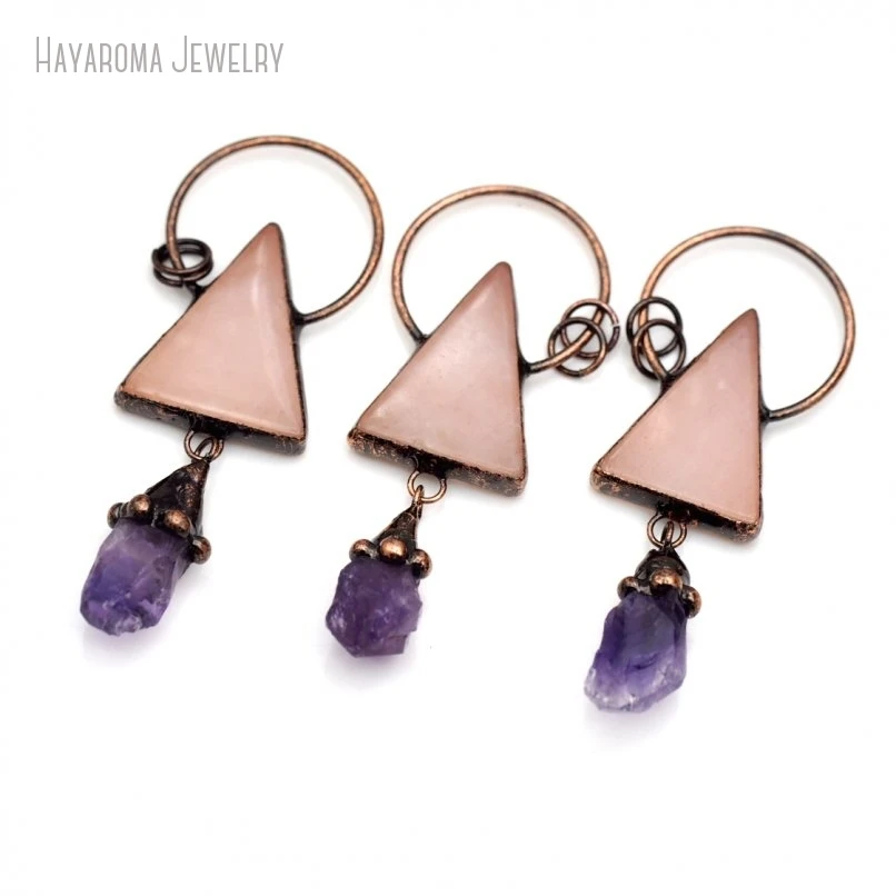 

10Pcs Tin Alloy Soldered Wholesale Jewelry Handmade Vintage Triangle Crystal Pillar Point Antique Bronze Color Pendant PM48915