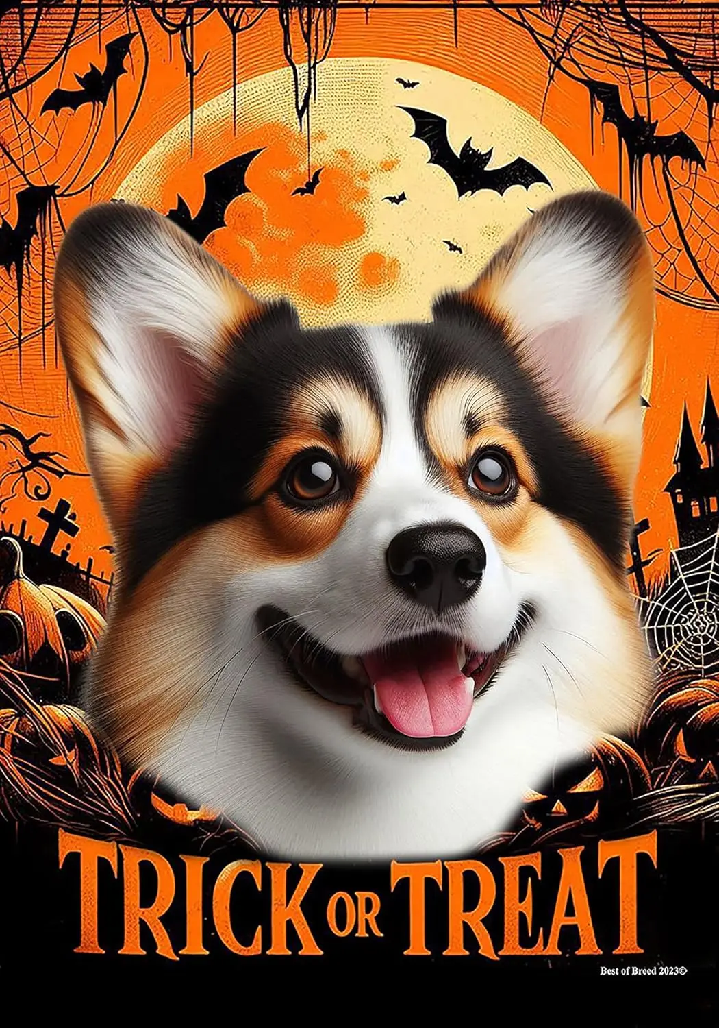 Corgi Pembroke Welsh Open Tri - Best of Breed Halloween Garden Flag