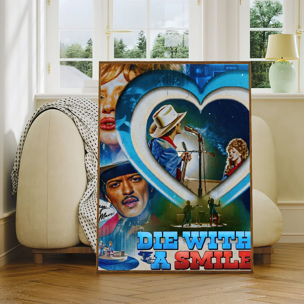 المغني سيدة غاغا يموت مع ابتسامة المشارك لوحة ذاتية اللصق غرفة المعيشة مكتب الديكور غرفة نوم المنزل الجدار ملصق يطبع #4