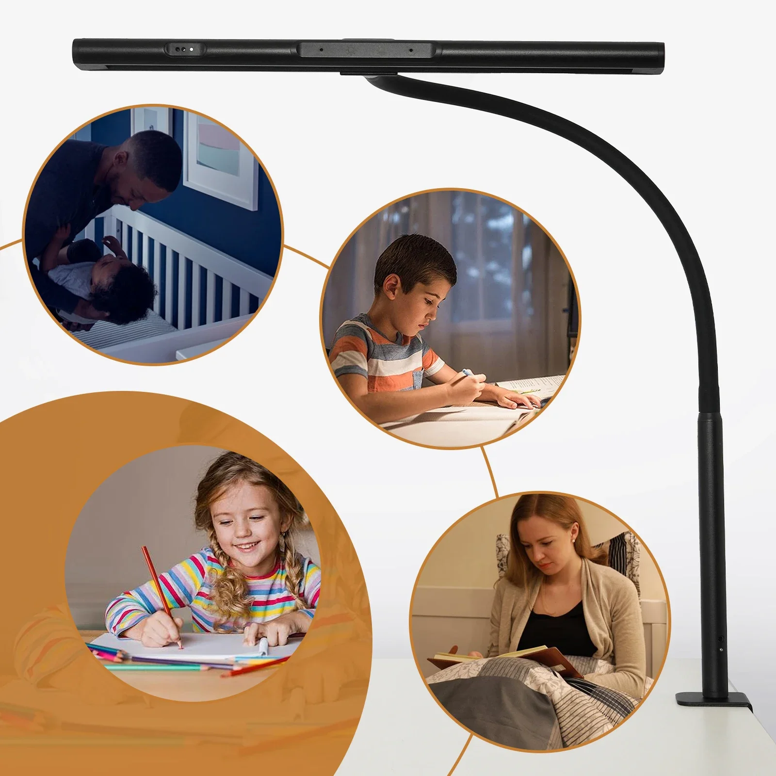 LED Clip Reading Desk Lamp Architect Table Light Foldable Swing Arm Desk Lamp Eye Protection Modern Lamp for Home Office Light