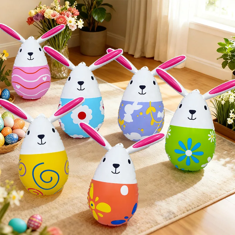 

Надувные пасхальные украшения 2026: гигантские яйца и кролики из ПВХ, 6 шт. для уличного декора двора и вечеринок