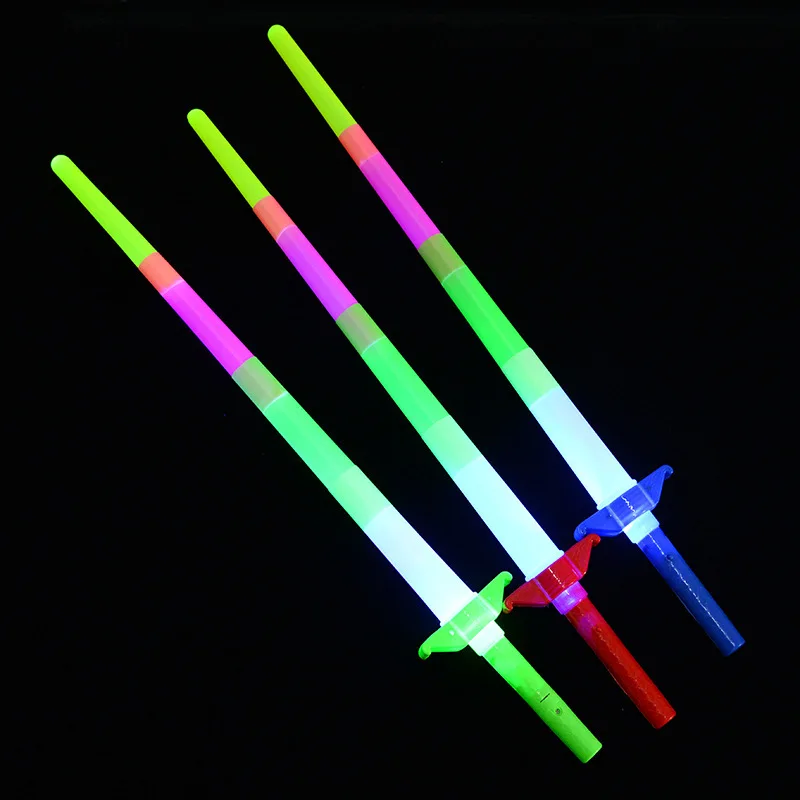 4 Section Extendable LED Colorful Flashing Glow Sword Kids Toy Flashing Light-Up Stick Concert Party Props Bar Glowing Toys