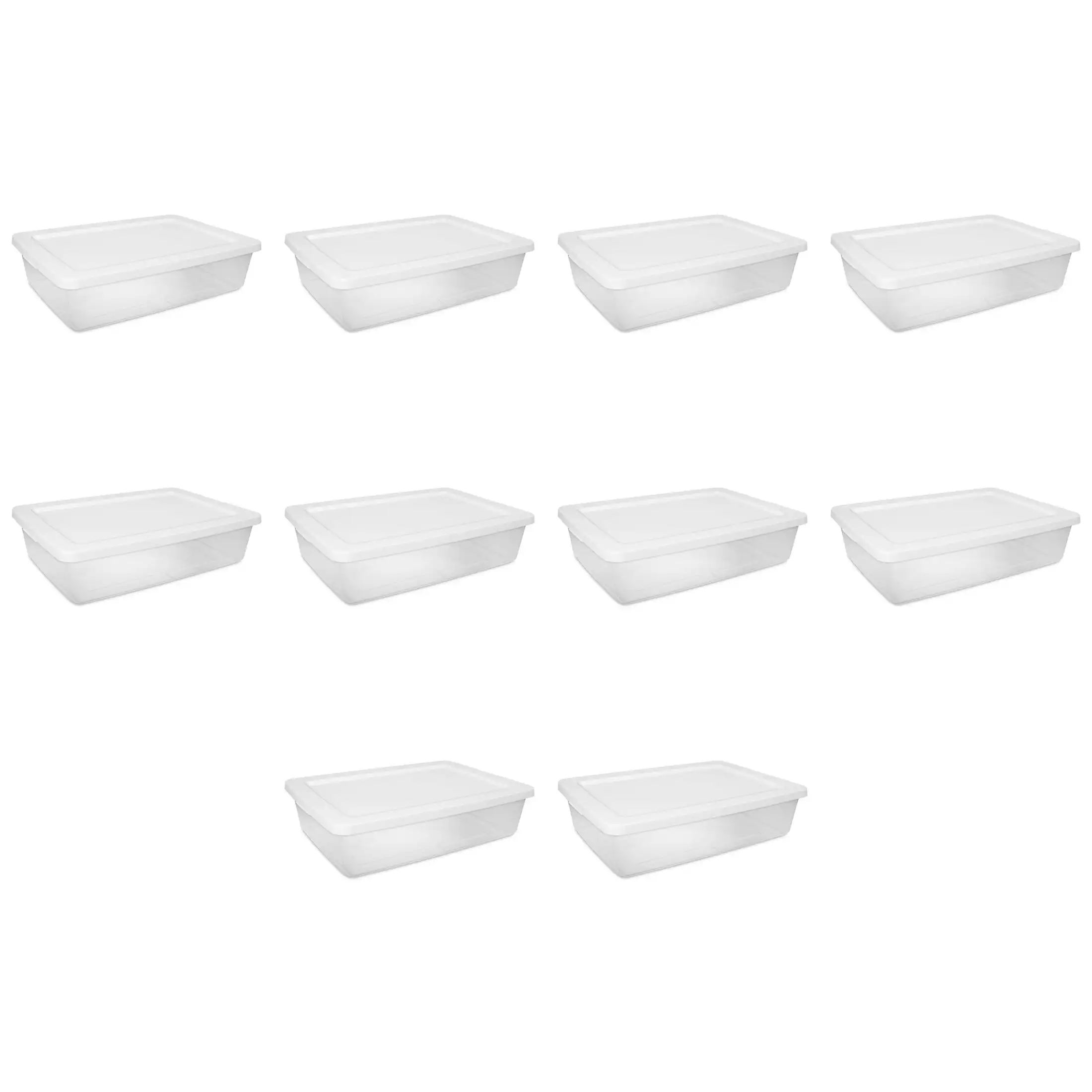 

28 Qt Storage Box Plastic Adult, White, Set of 10